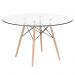 Mesa redonda Eames com tampo de vidro 120 cm + 6 cadeiras Eiffel DAW Branco
