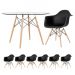 Mesa redonda Eames com tampo de vidro 120 cm + 6 cadeiras Eiffel DAW Preto