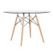 Mesa redonda Eames com tampo de vidro 120 cm + 6 cadeiras Eiffel DSW Branco
