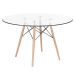 Mesa redonda Eames com tampo de vidro 120 cm + 6 cadeiras Eiffel DSW Branco