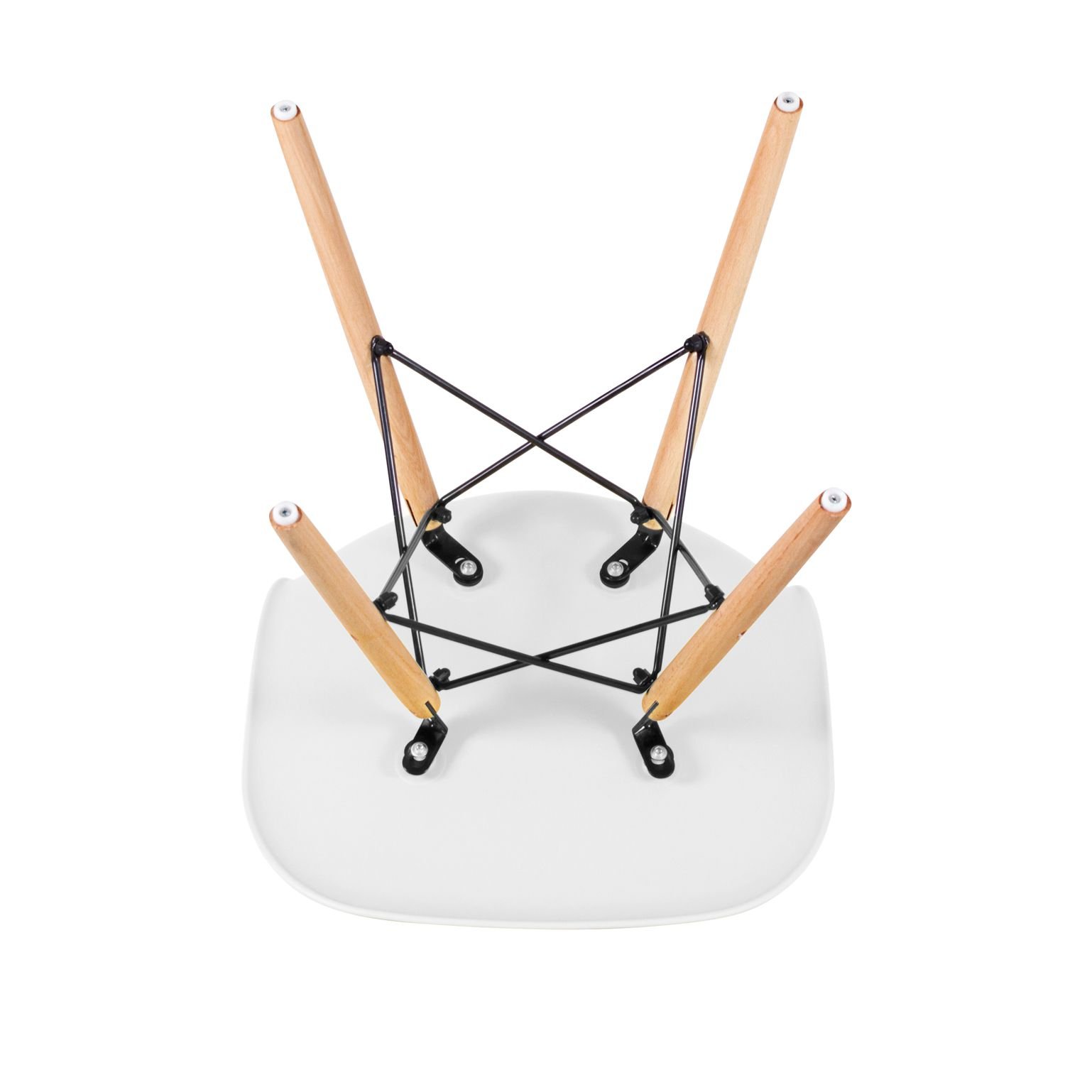 Mesa redonda Eames com tampo de vidro 120 cm + 6 cadeiras Eiffel DSW Branco