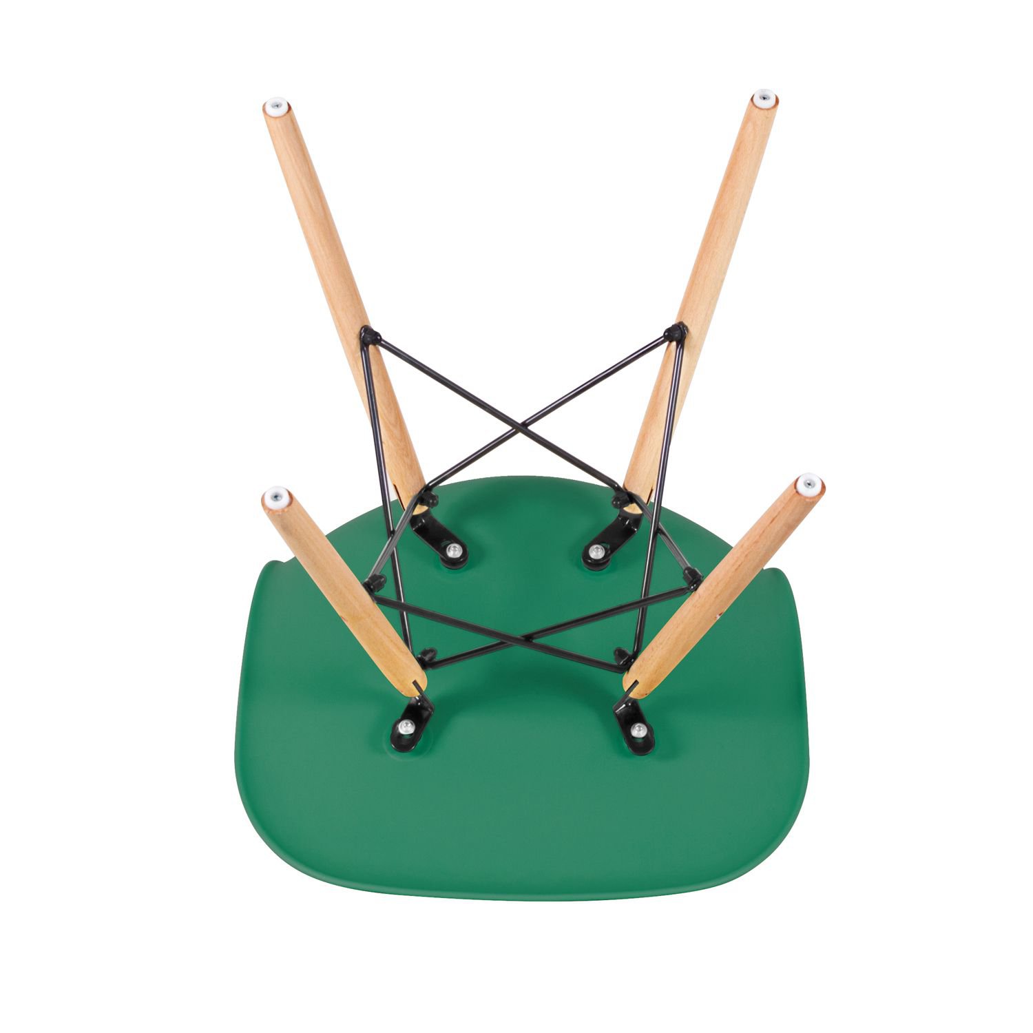 Mesa redonda Eames com tampo de vidro 120 cm + 6 cadeiras Eiffel DSW Verde escuro