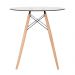 Mesa redonda Eames com tampo de vidro 70 cm + 4 cadeiras Eiffel DAW Branco