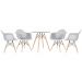 Mesa redonda Eames com tampo de vidro 70 cm + 4 cadeiras Eiffel DAW Cinza claro