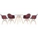 Mesa redonda Eames com tampo de vidro 70 cm + 4 cadeiras Eiffel DAW Marrom