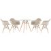 Mesa redonda Eames com tampo de vidro 70 cm + 4 cadeiras Eiffel DAW Nude