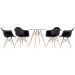 Mesa redonda Eames com tampo de vidro 70 cm + 4 cadeiras Eiffel DAW Preto