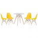 Mesa redonda Eames com tampo de vidro 70 cm + 4 cadeiras Eiffel DSW Amarelo