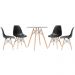 Mesa redonda Eames com tampo de vidro 70 cm + 4 cadeiras Eiffel DSW Preto