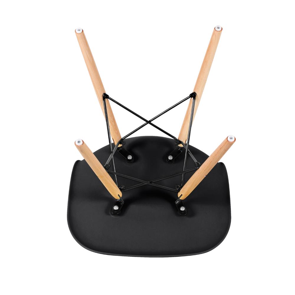 Mesa redonda Eames com tampo de vidro 70 cm + 4 cadeiras Eiffel DSW Preto
