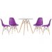 Mesa redonda Eames com tampo de vidro 70 cm + 4 cadeiras Eiffel DSW Roxo