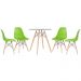 Mesa redonda Eames com tampo de vidro 70 cm + 4 cadeiras Eiffel DSW Verde claro