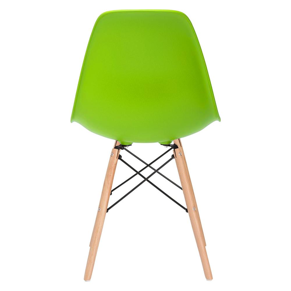 Mesa redonda Eames com tampo de vidro 70 cm + 4 cadeiras Eiffel DSW Verde claro
