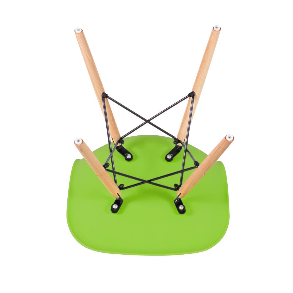 Mesa redonda Eames com tampo de vidro 70 cm + 4 cadeiras Eiffel DSW Verde claro