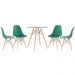 Mesa redonda Eames com tampo de vidro 70 cm + 4 cadeiras Eiffel DSW Verde escuro