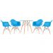 Mesa redonda Eames com tampo de vidro 80 cm + 4 cadeiras Eiffel DAW Azul céu