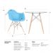 Mesa redonda Eames com tampo de vidro 80 cm + 4 cadeiras Eiffel DAW Azul céu