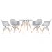 Mesa redonda Eames com tampo de vidro 80 cm + 4 cadeiras Eiffel DAW Cinza claro