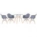 Mesa redonda Eames com tampo de vidro 80 cm + 4 cadeiras Eiffel DAW Cinza escuro