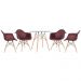 Mesa redonda Eames com tampo de vidro 80 cm + 4 cadeiras Eiffel DAW Marrom