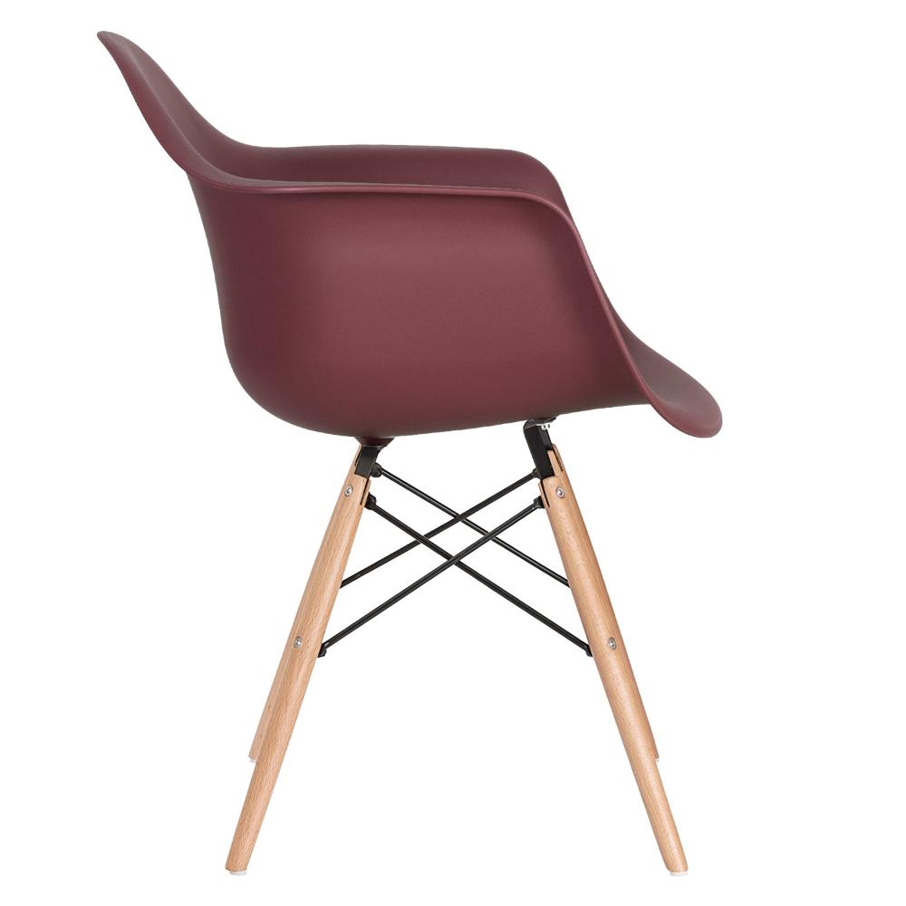 Mesa redonda Eames com tampo de vidro 80 cm + 4 cadeiras Eiffel DAW Marrom