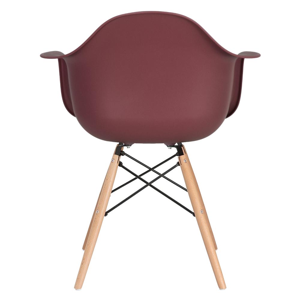 Mesa redonda Eames com tampo de vidro 80 cm + 4 cadeiras Eiffel DAW Marrom
