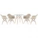 Mesa redonda Eames com tampo de vidro 80 cm + 4 cadeiras Eiffel DAW Nude