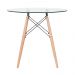 Mesa redonda Eames com tampo de vidro 80 cm + 4 cadeiras Eiffel DAW Nude