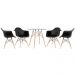 Mesa redonda Eames com tampo de vidro 80 cm + 4 cadeiras Eiffel DAW Preto