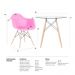 Mesa redonda Eames com tampo de vidro 80 cm + 4 cadeiras Eiffel DAW Rosa pink