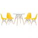 Mesa redonda Eames com tampo de vidro 80 cm + 4 cadeiras Eiffel DSW Amarelo