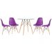 Mesa redonda Eames com tampo de vidro 80 cm + 4 cadeiras Eiffel DSW Roxo