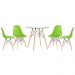 Mesa redonda Eames com tampo de vidro 80 cm + 4 cadeiras Eiffel DSW Verde claro