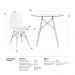 Mesa redonda Eames com tampo de vidro 80 cm + 4 cadeiras Eiffel DSW Verde claro