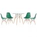 Mesa redonda Eames com tampo de vidro 80 cm + 4 cadeiras Eiffel DSW Verde escuro