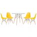 Mesa redonda Eames com tampo de vidro 90 cm + 4 cadeiras Eiffel DSW Amarelo