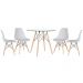 Mesa redonda Eames com tampo de vidro 90 cm + 4 cadeiras Eiffel DSW Cinza claro