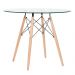 Mesa redonda Eames com tampo de vidro 90 cm + 4 cadeiras Eiffel DSW Laranja