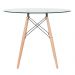 Mesa redonda Eames com tampo de vidro 90 cm + 4 cadeiras Eiffel DSW Laranja