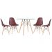 Mesa redonda Eames com tampo de vidro 90 cm + 4 cadeiras Eiffel DSW Marrom