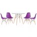 Mesa redonda Eames com tampo de vidro 90 cm + 4 cadeiras Eiffel DSW Roxo
