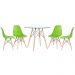 Mesa redonda Eames com tampo de vidro 90 cm + 4 cadeiras Eiffel DSW Verde claro