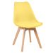 Mesa redonda jantar cozinha com tampo de vidro 70 cm + 2 cadeiras estofadas Leda Amarelo