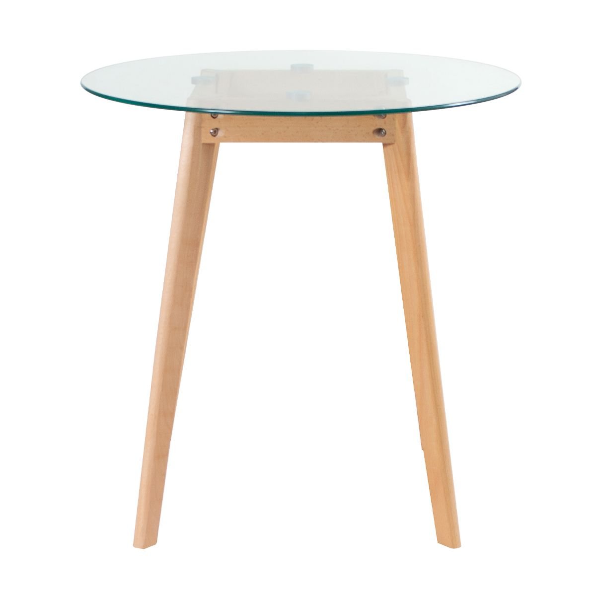 Mesa redonda jantar cozinha com tampo de vidro 70 cm + 3 cadeiras estofadas Leda Preto