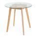 Mesa redonda jantar cozinha com tampo de vidro 70 cm + 3 cadeiras estofadas Leda Vermelho