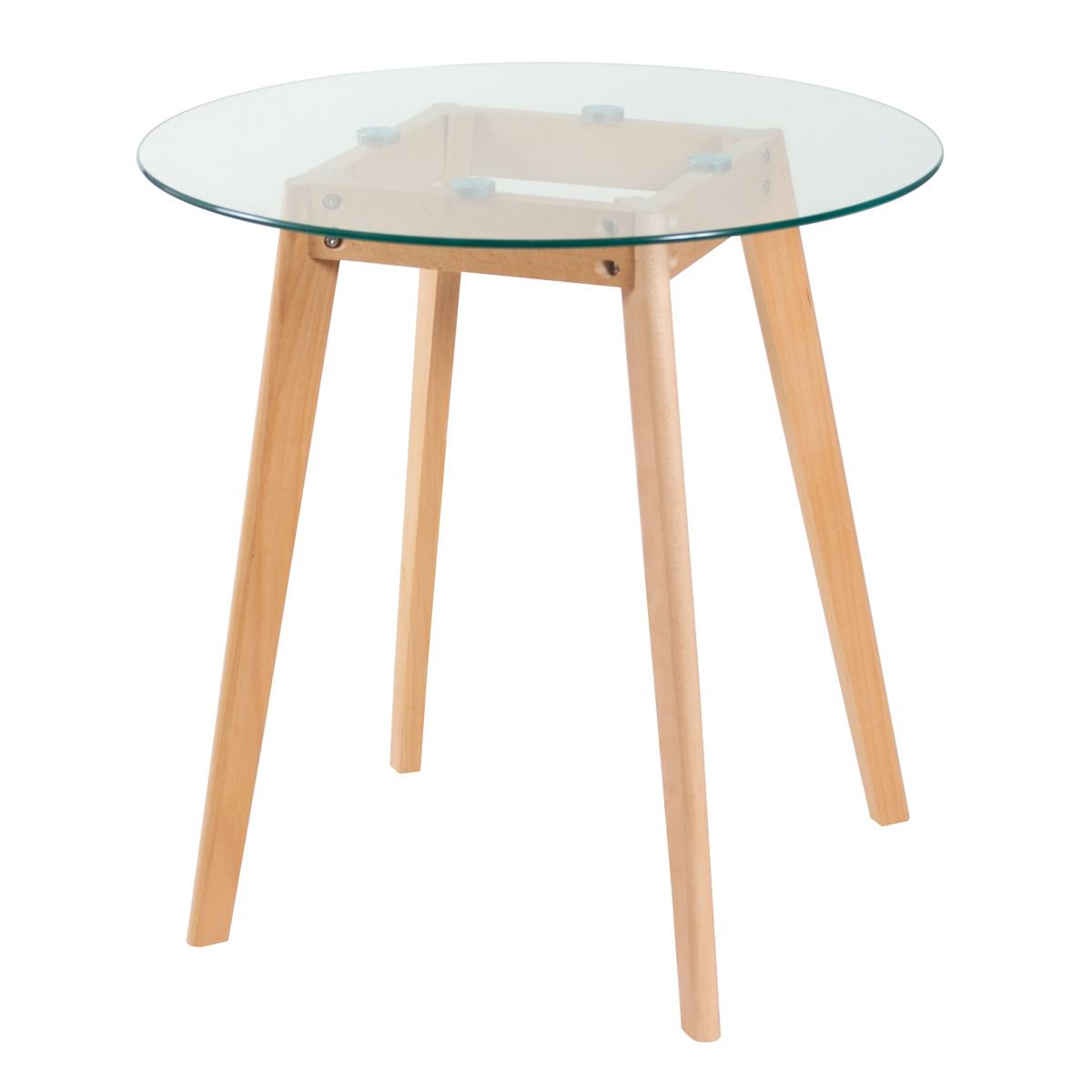 Mesa redonda jantar cozinha com tampo de vidro 70 cm + 3 cadeiras estofadas Leda Vermelho