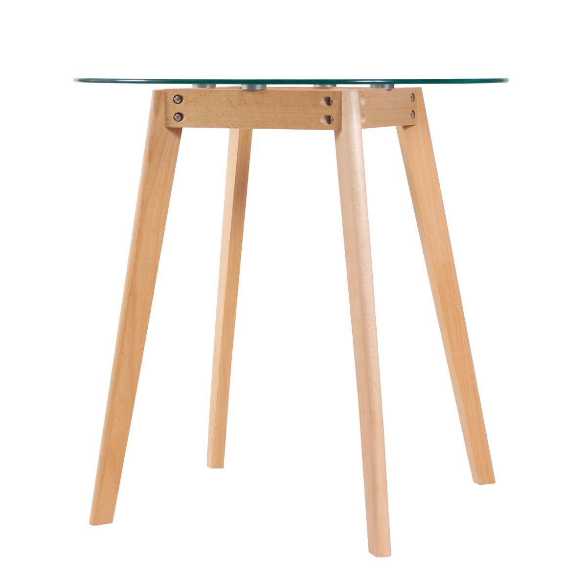 Mesa redonda jantar cozinha com tampo de vidro 70 cm + 3 cadeiras estofadas Leda Vermelho