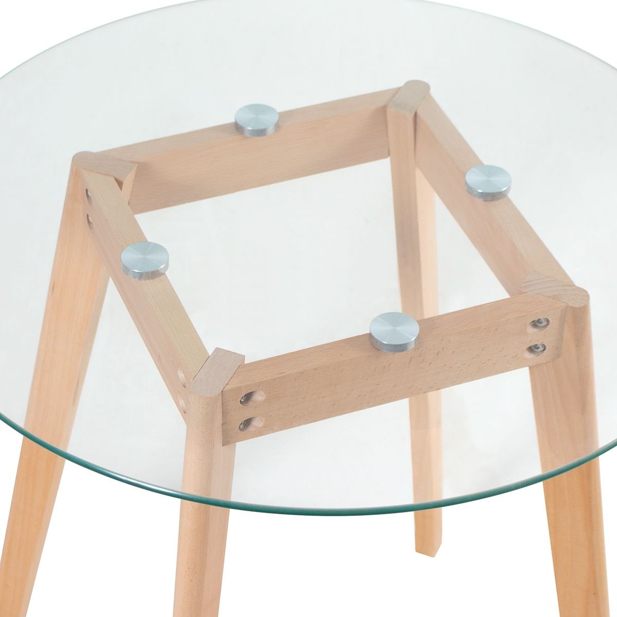 Mesa redonda jantar cozinha com tampo de vidro 70 cm + 3 cadeiras estofadas Leda Vermelho