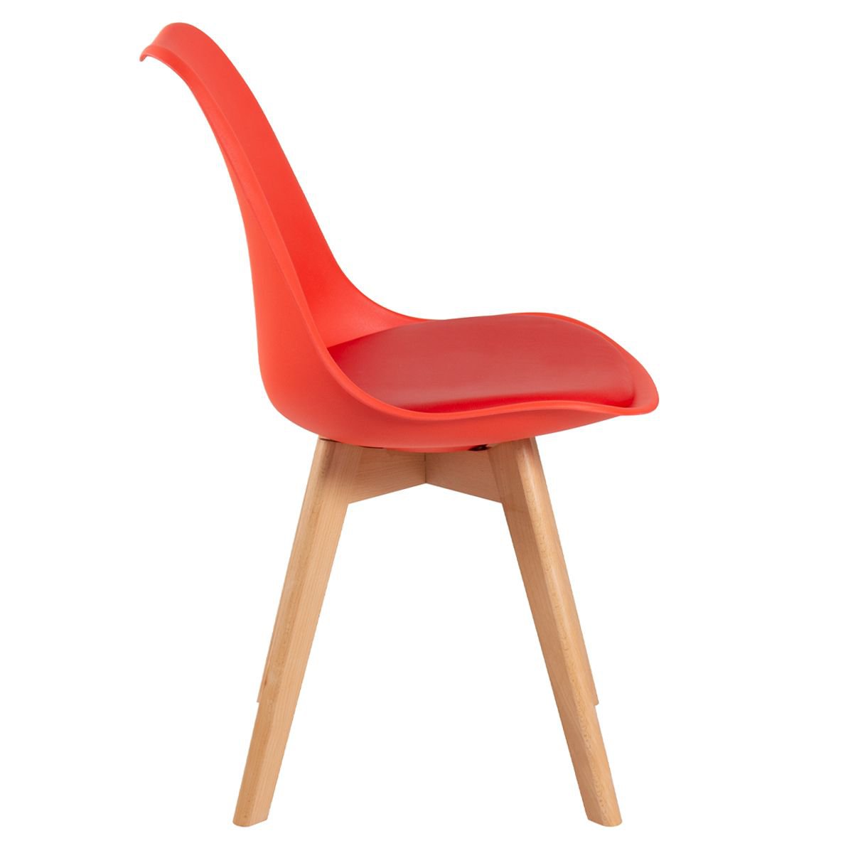 Mesa redonda jantar cozinha com tampo de vidro 70 cm + 3 cadeiras estofadas Leda Vermelho