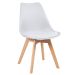 Mesa redonda jantar cozinha com tampo de vidro 70 cm + 4 cadeiras estofadas Leda Branco